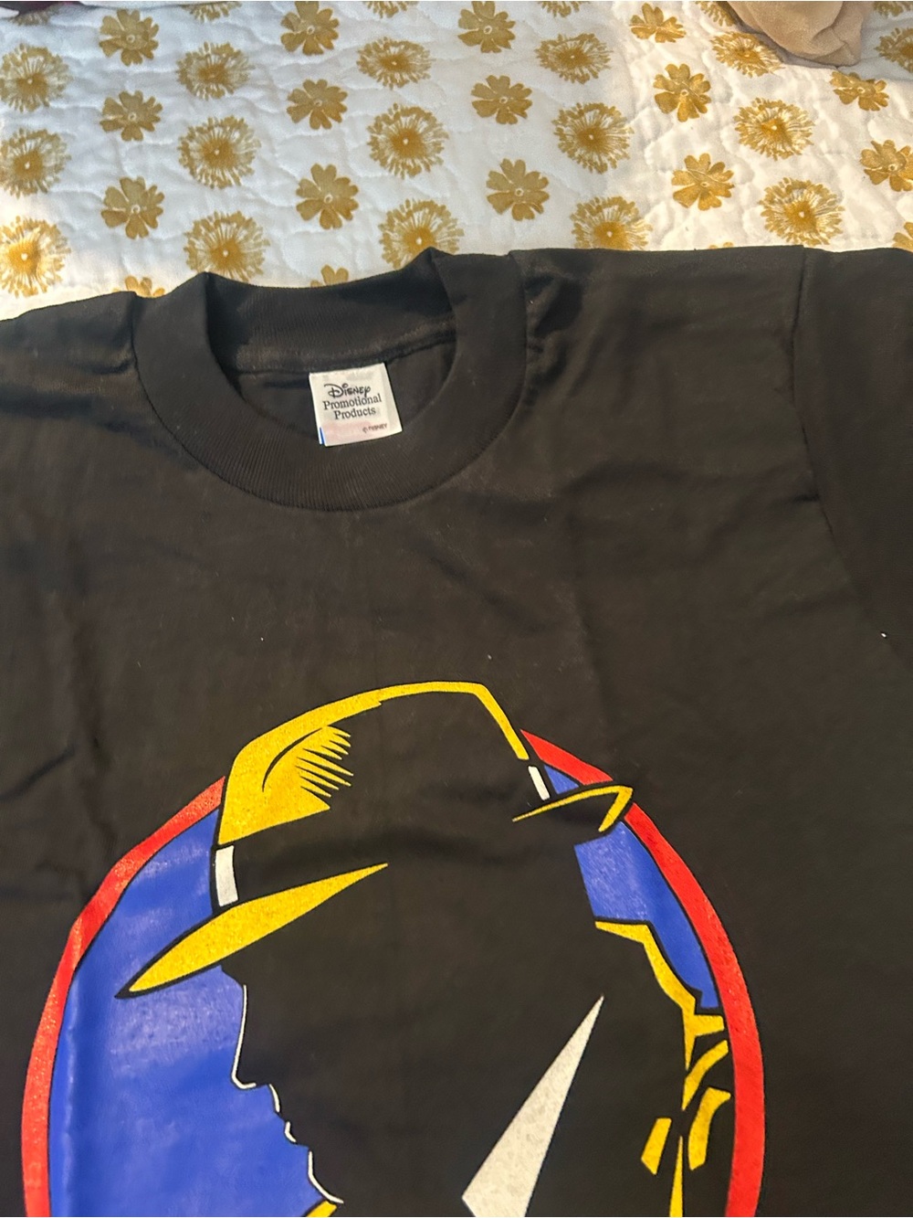 Fruit of the Loom Black Short Sleeve Tee with Yellow & Blue Graphic